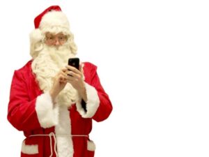 Santa on his cellphone